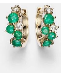 Sydney Evan - X Wicked Pendientes Emerald City De Oro De 14 Ct Con Esmeraldas Y Diamantes - Lyst