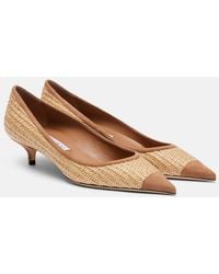 Jimmy Choo - Amelia Suede-Trimmed Raffia Pumps - Lyst