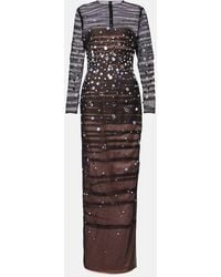 Safiyaa - Robe Longue Defne En Tulle A Sequins - Lyst