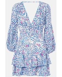 Poupette - Chiara Printed Ruffled Minidress - Lyst