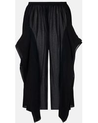 Alaïa - Low-Rise Georgette Wide-Leg Pants - Lyst