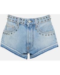 Alessandra Rich - Embellished Mid-Rise Denim Shorts - Lyst
