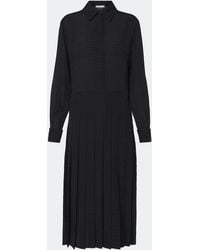 Fendi - Chevron Jacquard Pleated Silk Midi Dress - Lyst