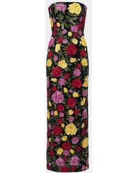 La Fuori - Sequined Floral Bustier Gown - Lyst