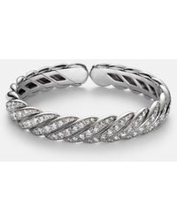 David Yurman - Sculpted Cable Flex 18Kt Bracelet With Diamonds - Lyst