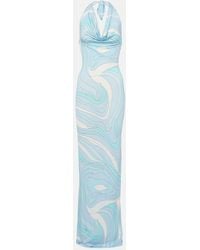 Emilio Pucci - Maxikleid Marmo Aus Satin - Lyst