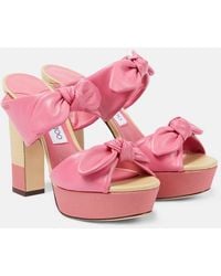 Jimmy Choo - Rua 120 Leather And Raffia Platform Sandals - Lyst