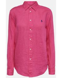 Polo Ralph Lauren - Camicia in lino con logo - Lyst