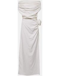 Magda Butrym - Floral-Applique Off-Shoulder Silk Midi Dress - Lyst