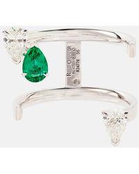 Repossi - Ring Serti Sur Vide aus 18kt Weissgold mit Diamanten und Smaragd - Lyst