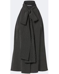 Tom Ford - Polka-Dot Tie-Neck Silk Crepe De Chine Top - Lyst