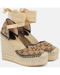 Gucci - Gg 85h Matelasse Espadrille Platform Sandals - Lyst