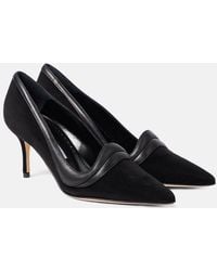 Manolo Blahnik - Ajarafa 70 Suede And Leather Pumps - Lyst