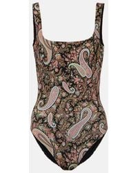 Etro - Paisley-Print Square-Neck Swimsuit - Lyst