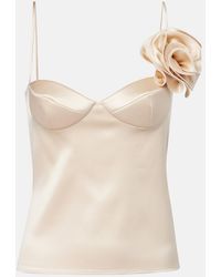 Magda Butrym - Floral-Applique Silk-Blend Satin Top - Lyst