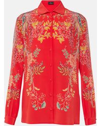 Etro - Floral Silk Crepe De Chine Shirt - Lyst