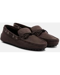 Tod's - Mocassins Gommino En Daim Et Shearling - Lyst