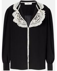Chloé - Lace-Trimmed Silk Crepe De Chine Blouse - Lyst