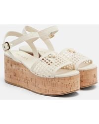 Prada - Crochet Wedge Sandals - Lyst