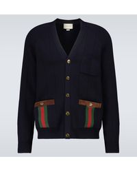 Gucci - Knit Wool Blend Cardigan With Web - Lyst
