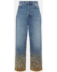 Valentino - Embroidered Denim Trousers - Lyst
