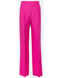 Valentino - Crepe Couture Wool Wide-Leg Pants - Lyst