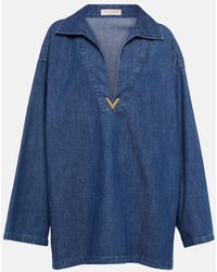 Valentino - Top VGold aus Baumwoll-Chambray - Lyst
