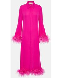 Valentino - Feather-trimmed Silk Cady Shirt Dress - Lyst