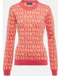 Versace - Allover Cotton-blend Sweater - Lyst