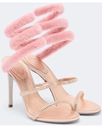 Rene Caovilla - Cleo Embellished Shearling-Trimmed Sandals - Lyst