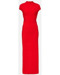 Alaïa - High-neck Slim-fit Stretch-knit Maxi Dress - Lyst