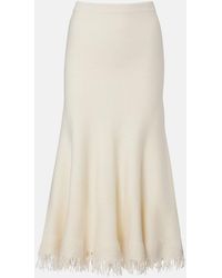 Bottega Veneta - Fringed Wool Midi Skirt - Lyst