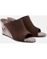 Missoni - Mabel Zigzag Suede Wedge Mules - Lyst