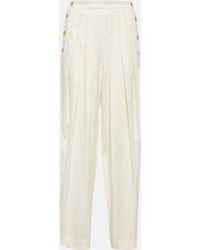 Loro Piana - High-rise Tapered Linen And Wool Pants - Lyst