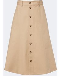 Polo Ralph Lauren - Cotton And Wool Twill Midi Skirt - Lyst