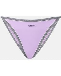 Versace - Logo Embroidered Bikini Bottoms - Lyst