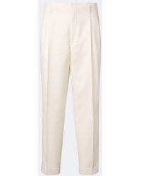 Brunello Cucinelli - Pleated Wool And Cotton Straight Pants - Lyst