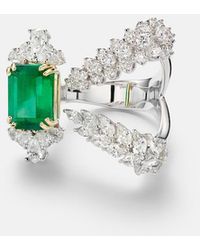 YEPREM - Reign Supreme 18Kt Ring With Emerald And Diamonds - Lyst