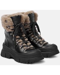 Brunello Cucinelli - Schnuerstiefel Aus Leder Mit Shearling - Lyst