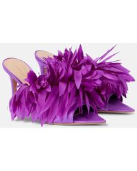Gianvito Rossi - Daniah 85 Embellished Crepe Satin Mules - Lyst