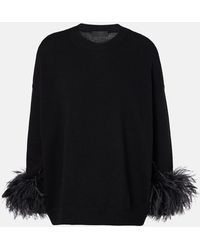 Valentino - Pullover Aus Schurwolle Mit Federn - Lyst