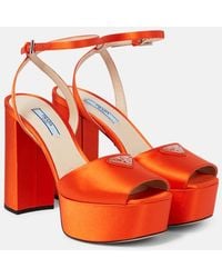 Prada - Satin Platform Sandals - Lyst