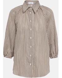 Brunello Cucinelli - Striped Cotton And Silk-blend Shirt - Lyst