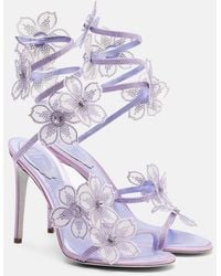 Rene Caovilla - Floriane Floral-Applique Satin Sandals - Lyst