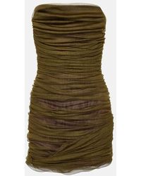Saint Laurent - Ruched Silk-blend Mini Dress - Lyst