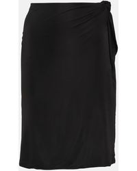 Saint Laurent - Tie-detail Jersey Pencil Skirt - Lyst
