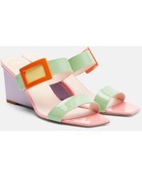 Roger Vivier - Belle Vivier 60 Patent Leather Wedge Mules - Lyst