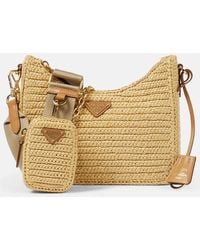 Prada - Re-Edition 2005 Small Raffia Shoulder Bag - Lyst