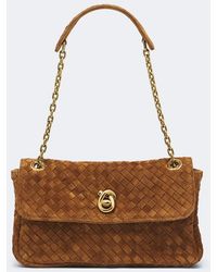 Bottega Veneta - Madison Intrecciato Suede Shoulder Bag - Lyst