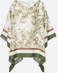 Brunello Cucinelli - Cafetan Imprime En Soie - Lyst